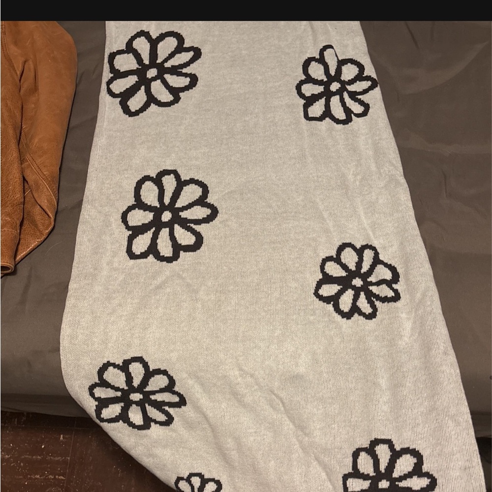 Sweater dress , light blue with black flowers